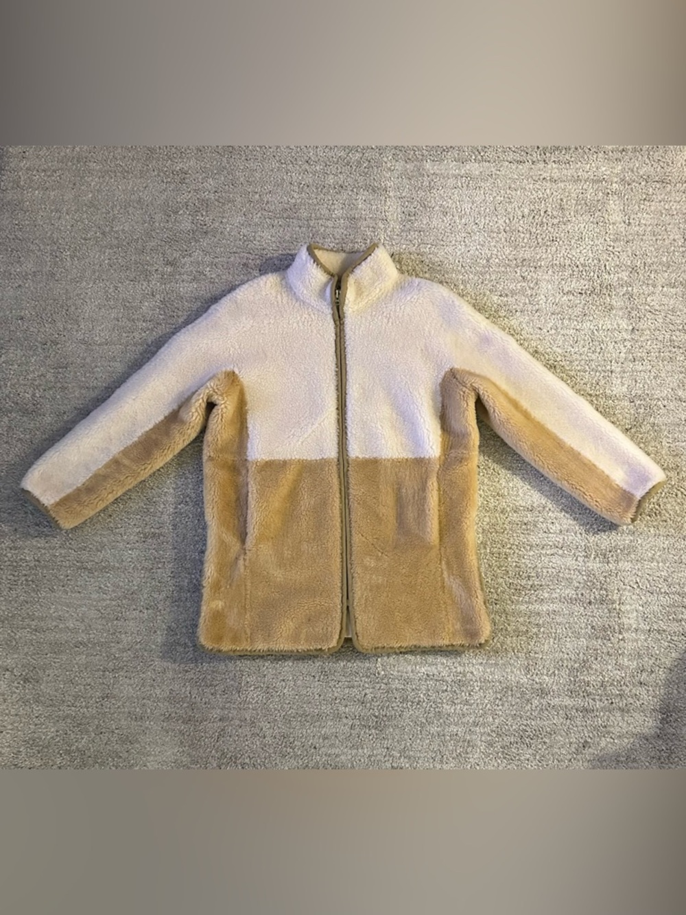J. Crew Cream and Camel Faux Fur Teddy Jacket